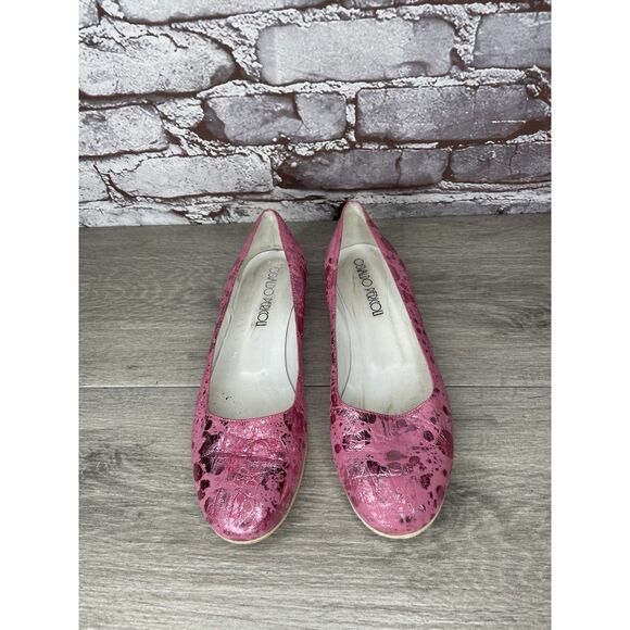 Osvaldo Pericoli Pink Leather Spots VTG Designer Ballet Flats Women 7M US/37.5EU - Picture 9 of 16